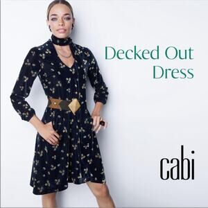 CAbi 3875 Decked Out Floral Velvet Dress Blue Size Medium